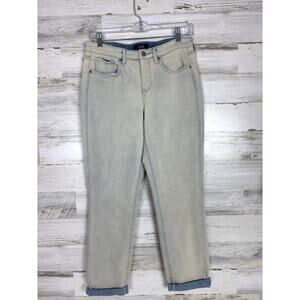 NYDJ Women’s 4 Dayla Wide Roll Cuff Capri Jeans Light Wash Blue Denim High Waist